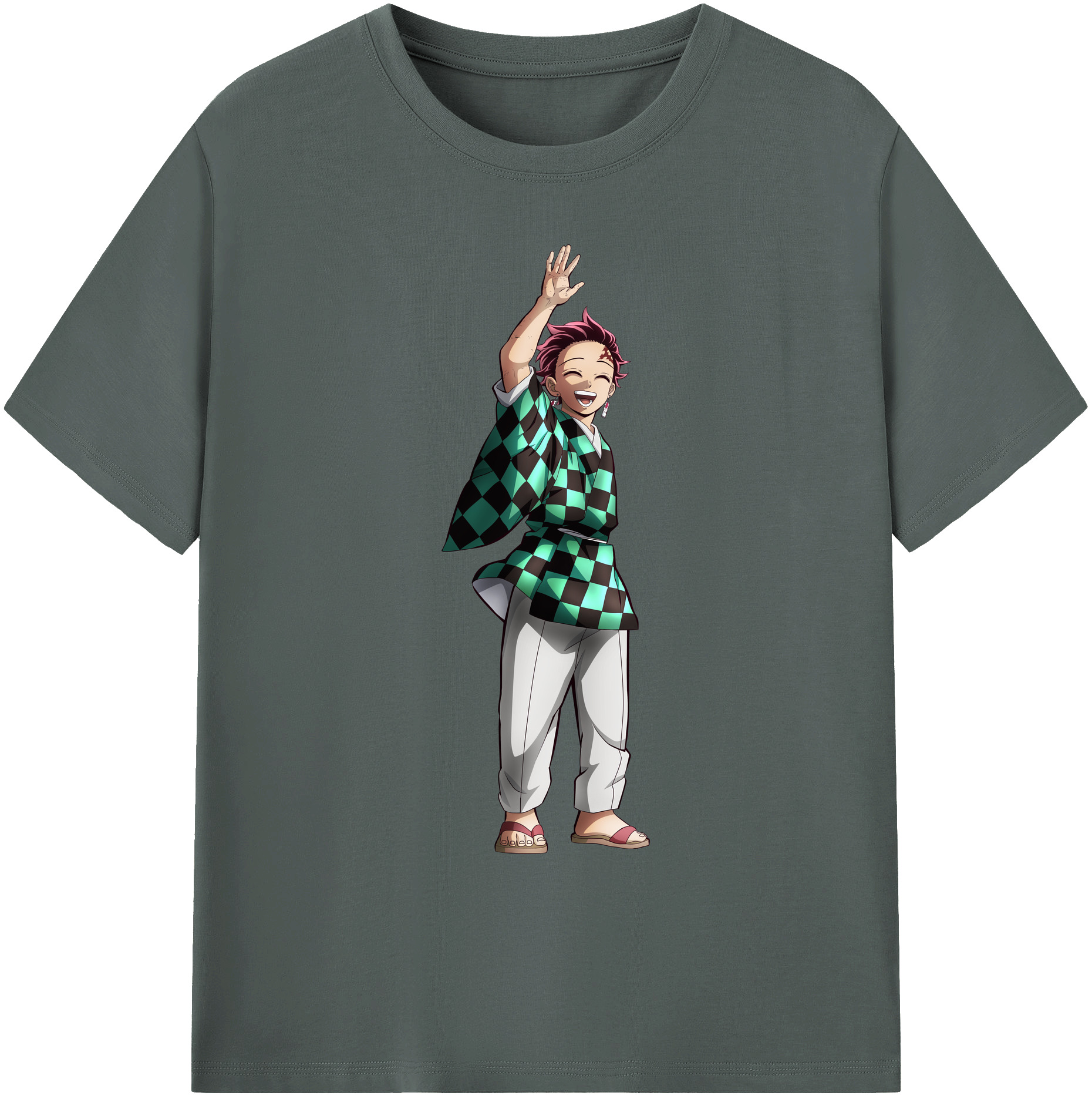 （画像用） 鬼滅の刃 竈門 炭治郎／かまど たんじろう Kamado Tanjirou 綿100％ メンズ半袖Tシャツ｜肌触りやわらか＆通気性